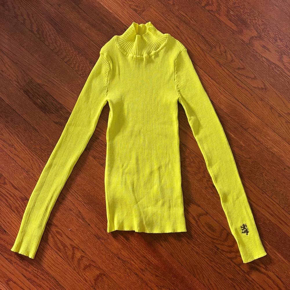 Pringle of Scotland x HM Neon Yellow Ribbed Long Sleeve Top Size S